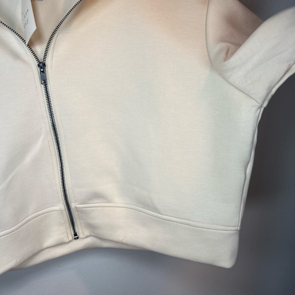 A New Day Zip Up Hoodie Jacket Cream Cropped Soft Cozy Neutral NEW Women's Sz XL - Picture 8 of 15